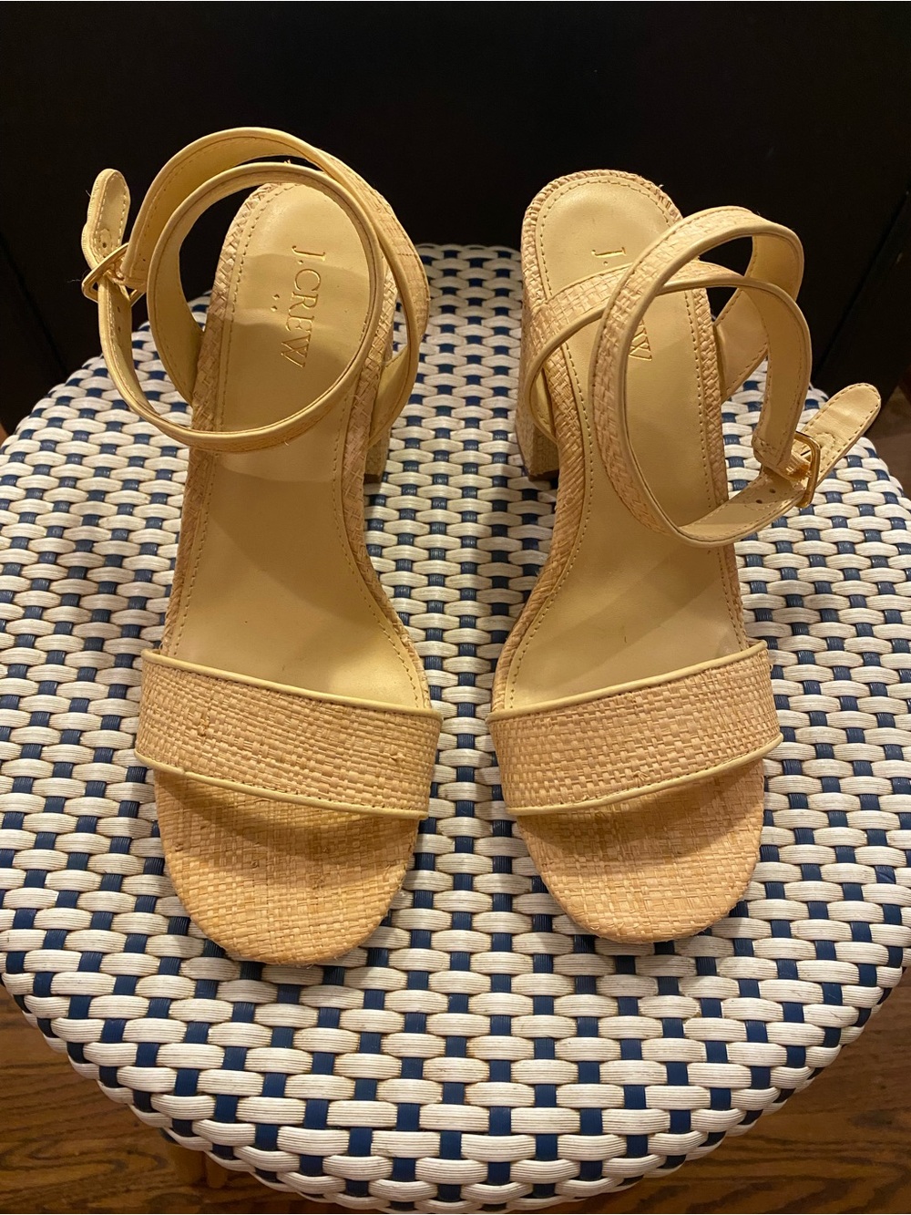 J. Crew Womens Raffia Woven Ankle-Strap Sandals